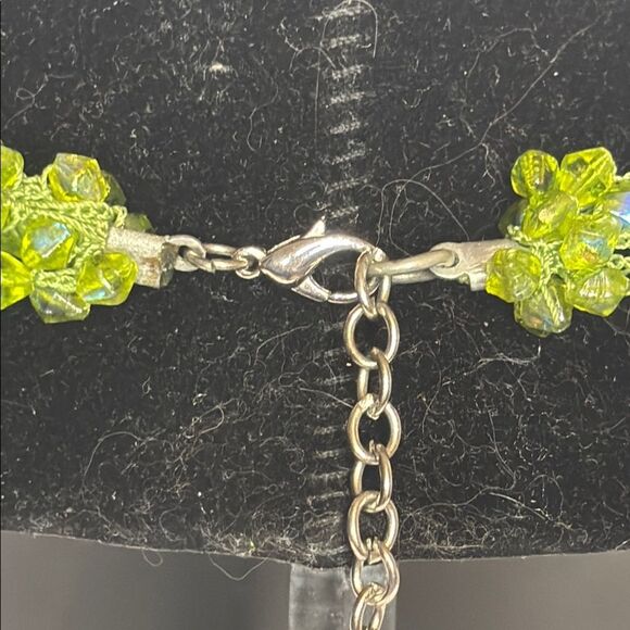 Colorful Crocheted Bright Green Beaded Necklace 17”- 3” extender - Picture 5 of 6